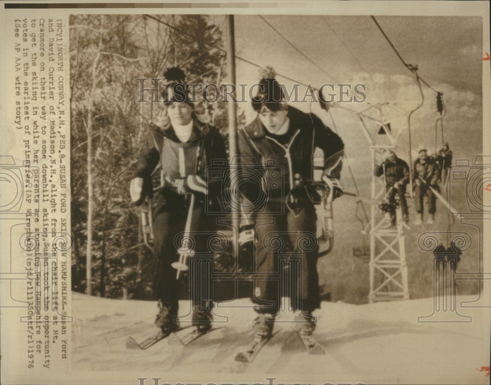 1976 Press Photo Susan Ford Skis David Currier Madison