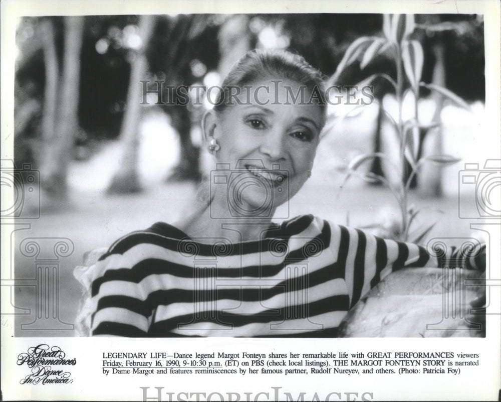 1990 Press Photo Dance Legenda Margot Fonteyn Sharesb