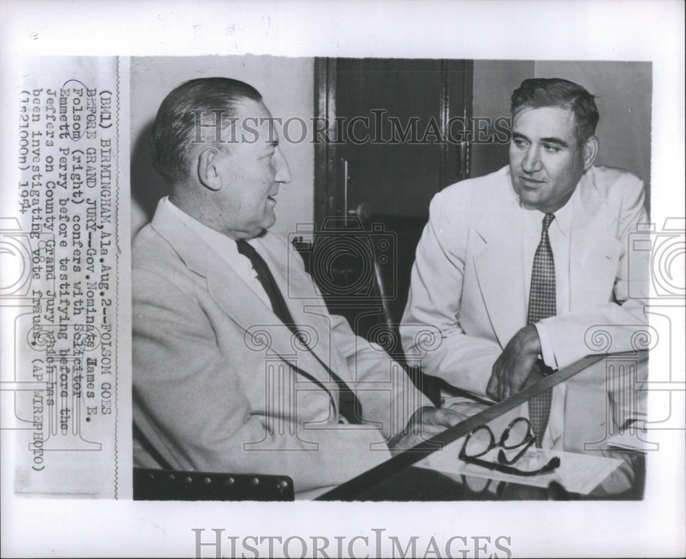 1954 Press Photo James Folsom &amp; Emmett Perry