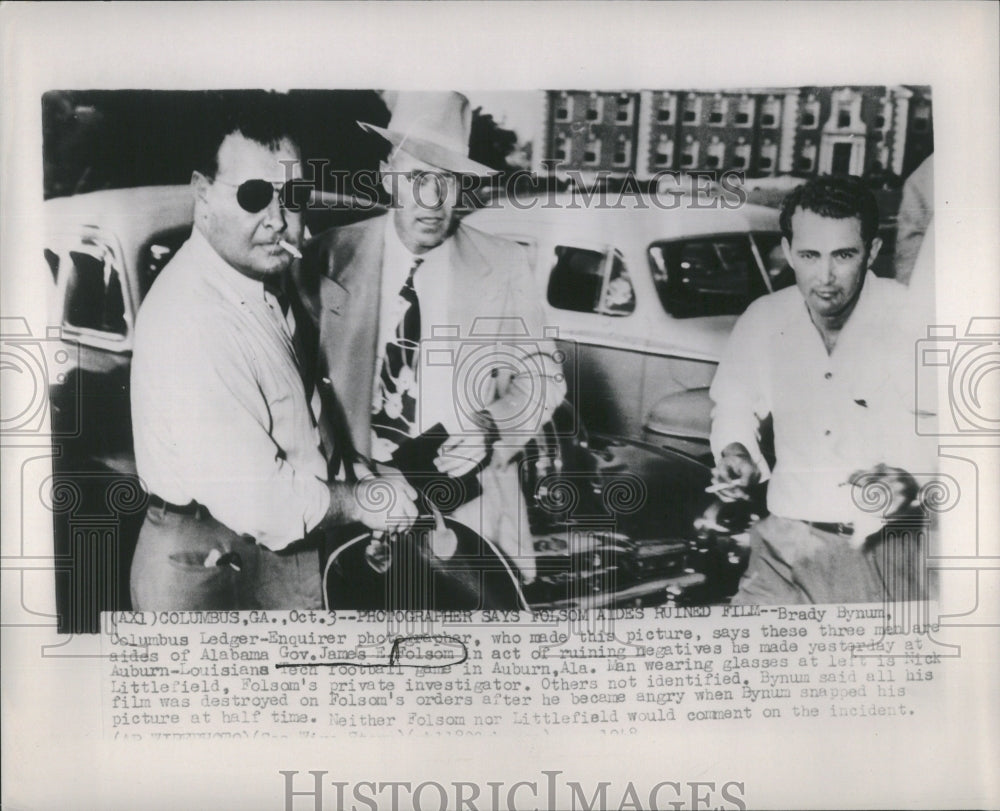 1948 Press Photo Folsom Aides Allegedly Ruining Film