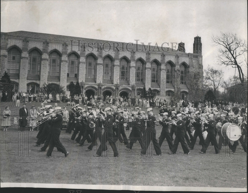 1953 Press Photo US NTC Band Great Lakes Review