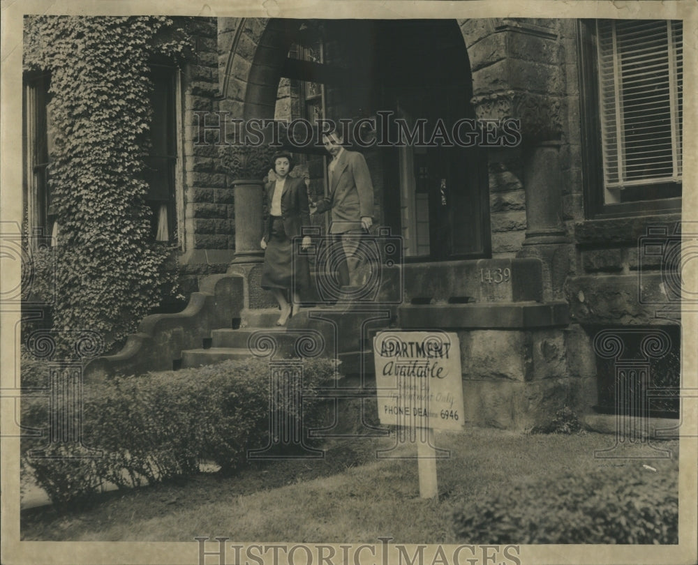 1948 Press Photo Apartment Available signs