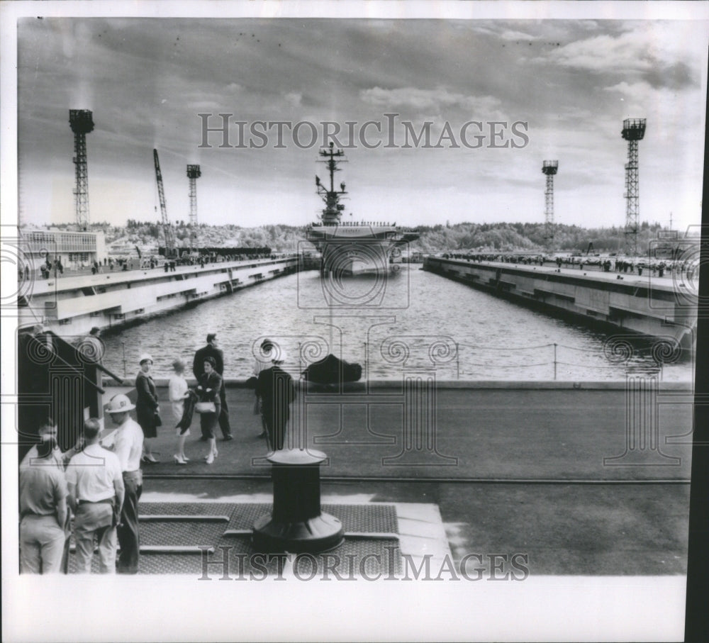 1962 Press Photo Drydock Drained Platform