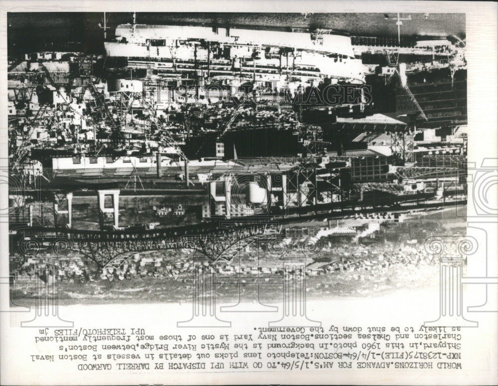 1964 Press Photo Boston Navy ship yard