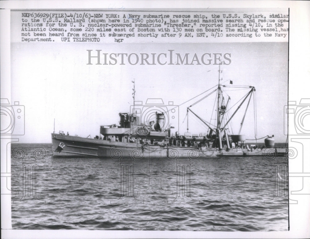 1963 Press Photo 1940 photo U.S.S. Mallard