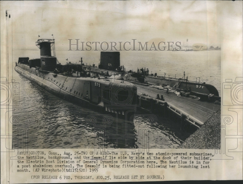 1955 USS Seawolf Press Photo