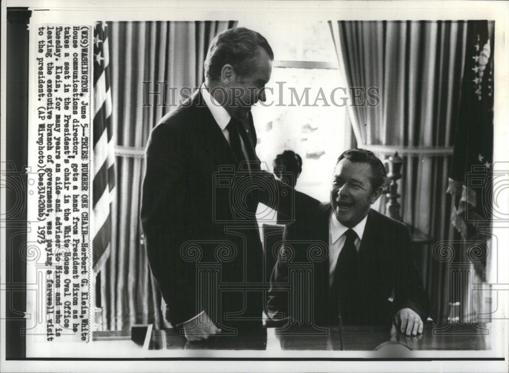 1973 Press Photo Herbert President Office White House