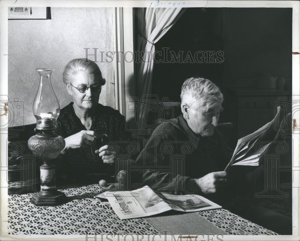 1938 Press Photo Oil Lamp Use Prior Electricity Thumb