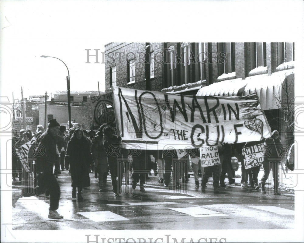1991 Press Photo Anti water Protesters Marched Ann