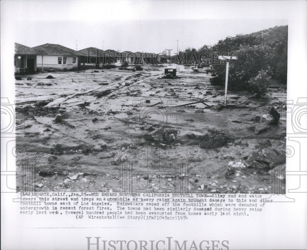 1954 Press Photo automotive foothill brought damage