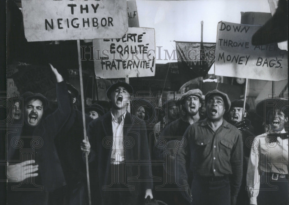 1970 Press Photo Protesters on the movie Gaily Gaily