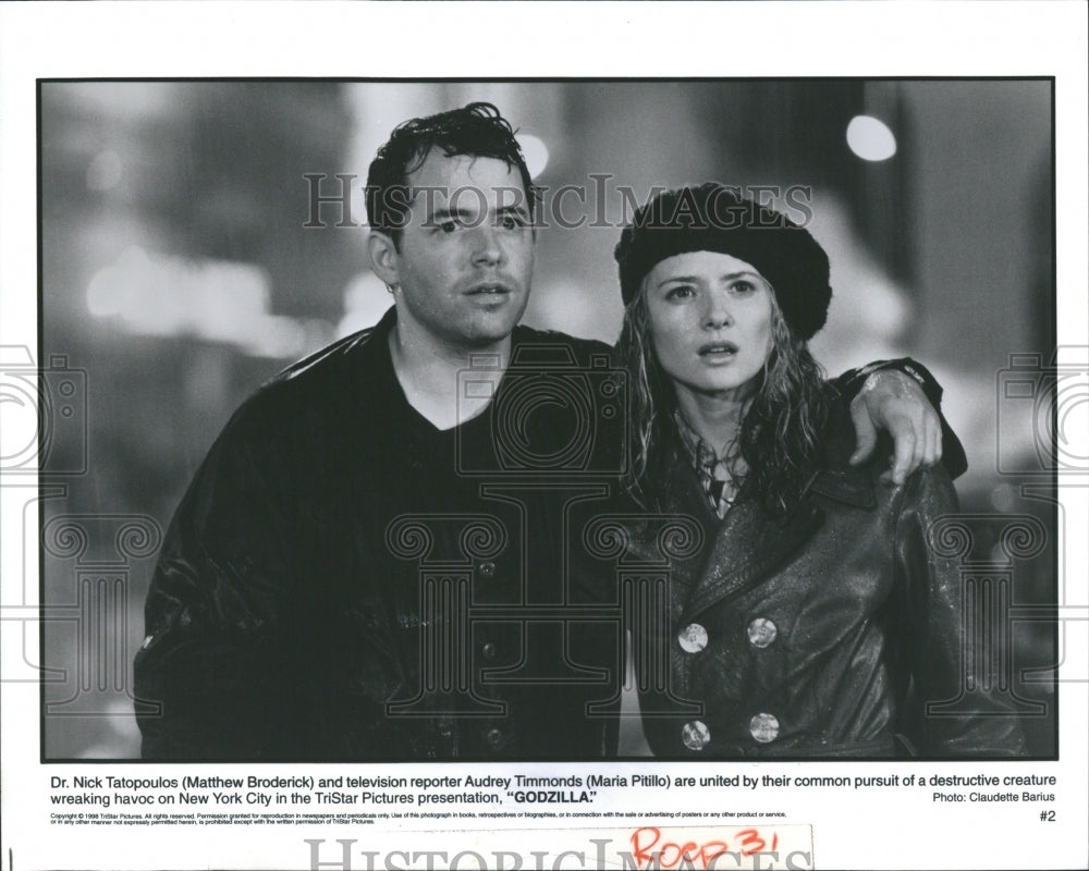 Press Photo Mattew Broderick Maria Pitillo GodzillaFilm