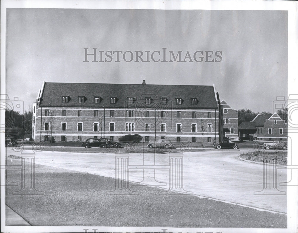 1938 Press Photo Michigan State College Building Groun