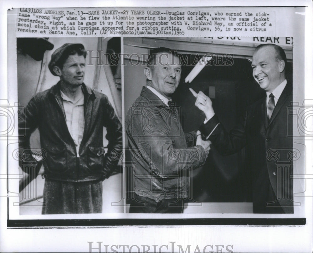 1965 Press Photo Douglas Corrigan Nick Jacket Aviator