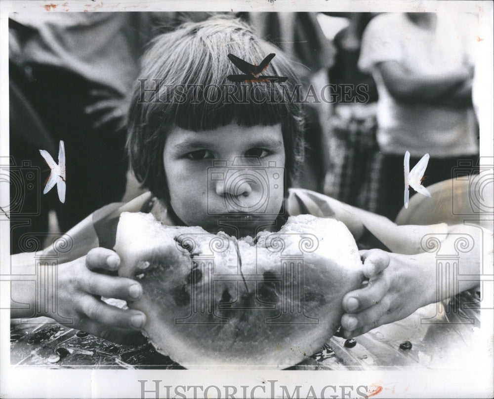 1972 Press Photo Jared Cole Northville Watermelon