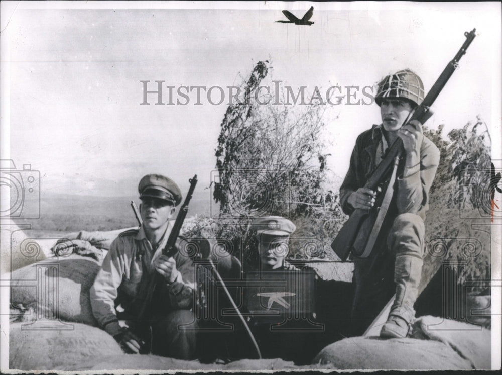 1955 Costa Ricans Man Machine Guns Press Photo