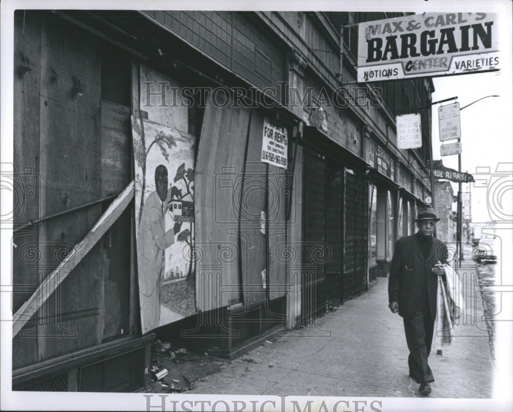 1968 Press Photo 12th street store front Detroit