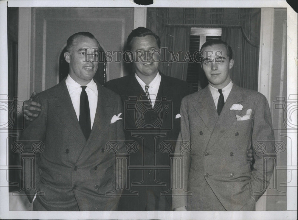 1934 Press Photo Aquitania Trio Hutton Smith Woolworth