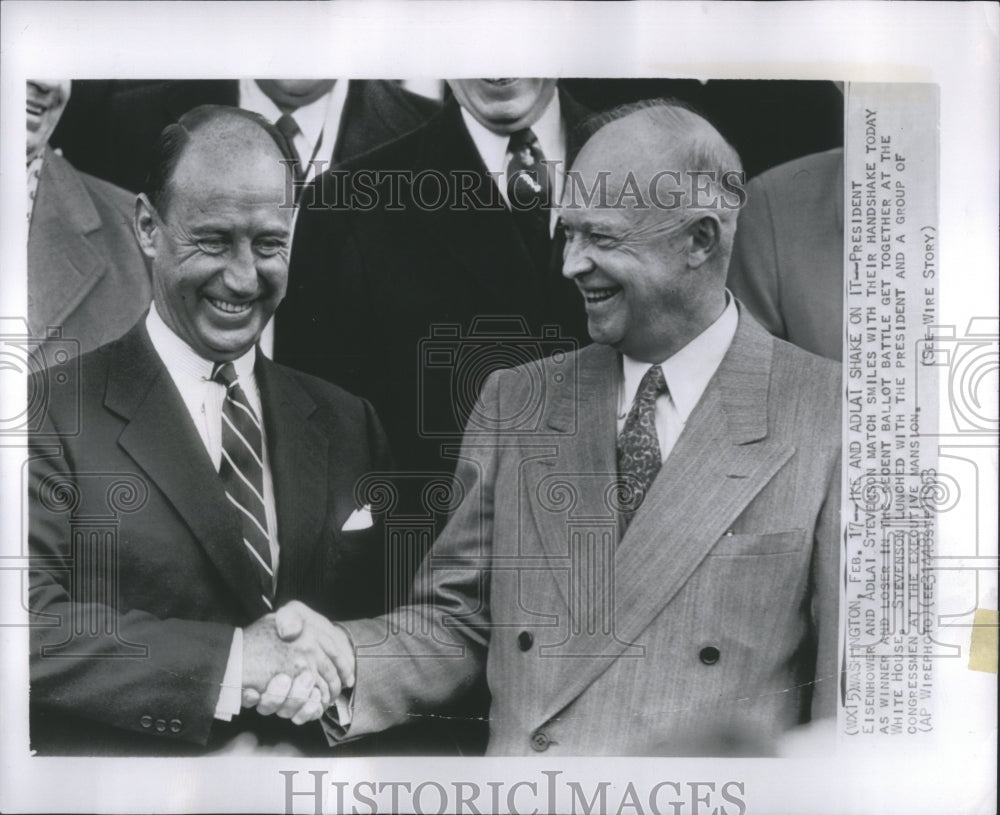 1953 Press Photo president Eisenhower Adalai Stevenson