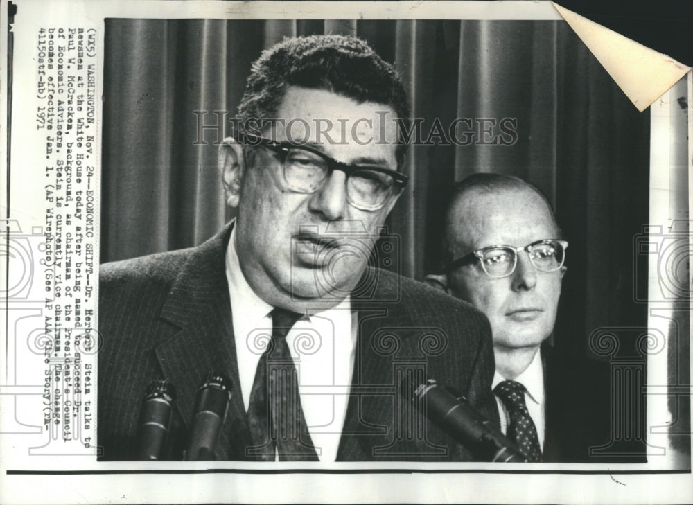 1971 Press Photo Dr. Herbert Stein &amp; Dr. Paul McCracken