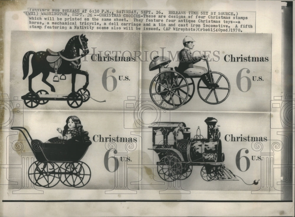 1970 Press Photo Christmas Stamps