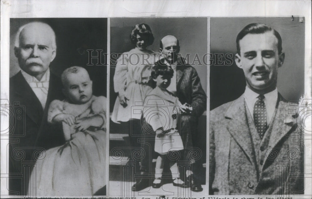 1952 Press Photo Adlai Stevenson family generation