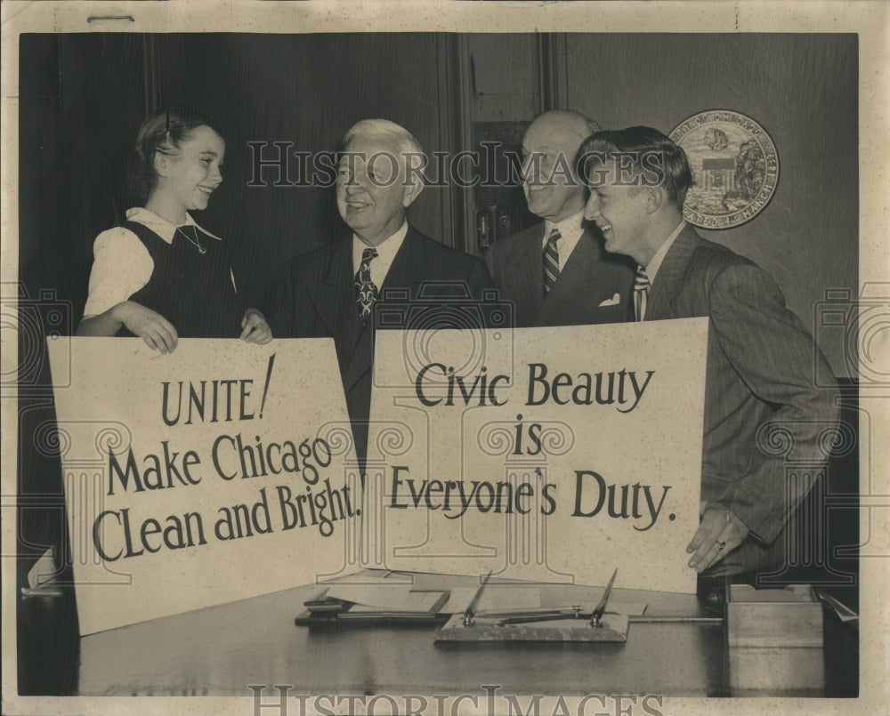 1948 Press Photo Clean Up Slogan Winners Chicago