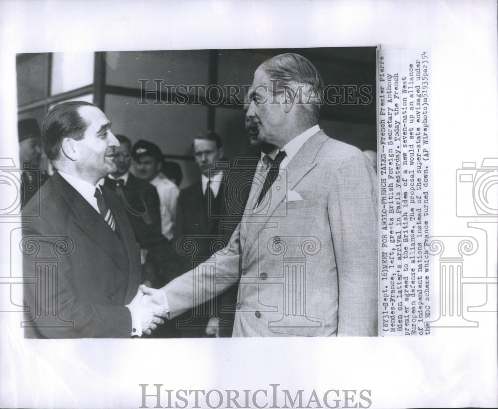 1954 Press Photo Meet Anglo French Premier British Pair