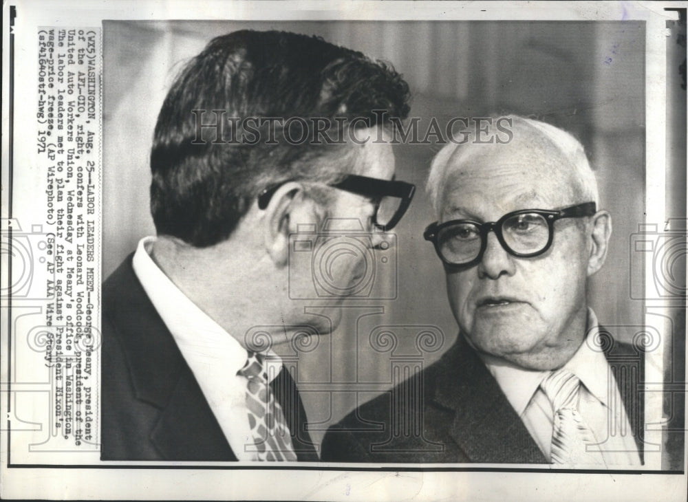 1971 Press Photo Meaney AFL-CIO Woodcock UAW Leaders