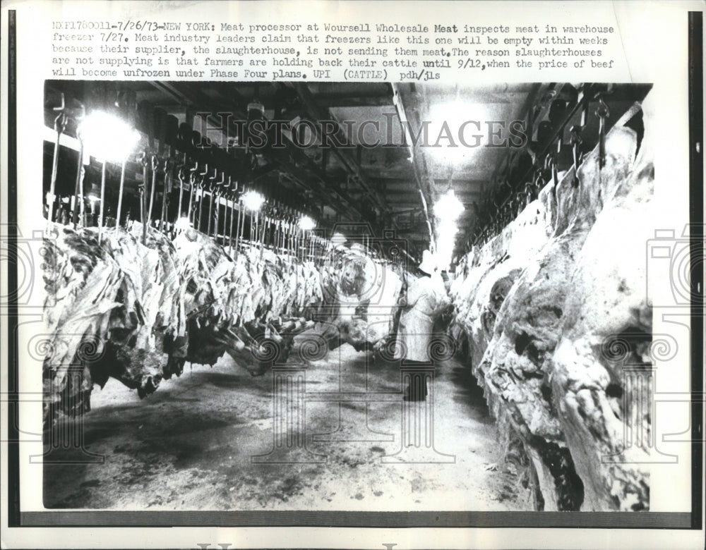 1973 Press Photo Meat processor wourlsale Freezer