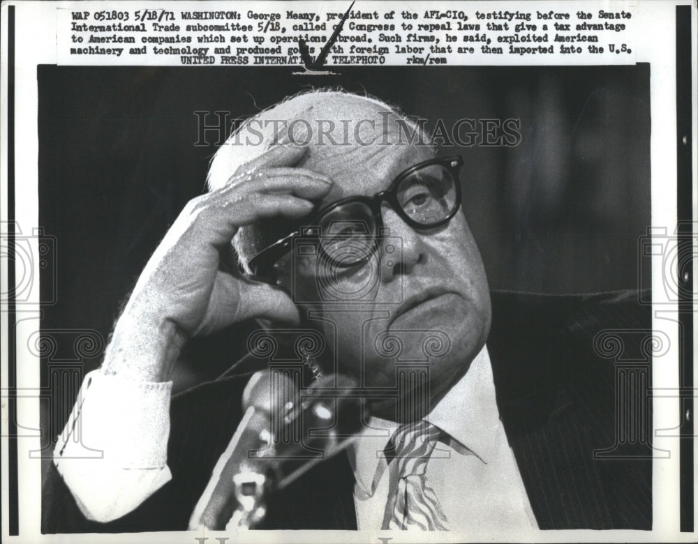 1971 Press Photo George Meany President Tax America