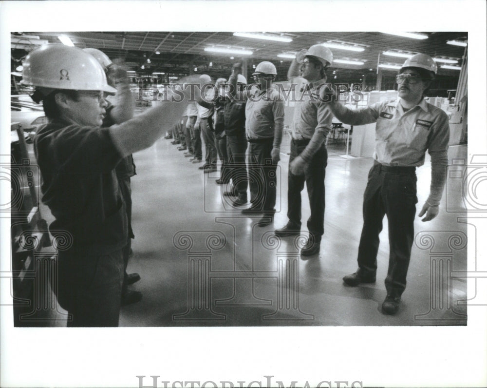 1988 Press Photo Michigan Mazda Plant Workers