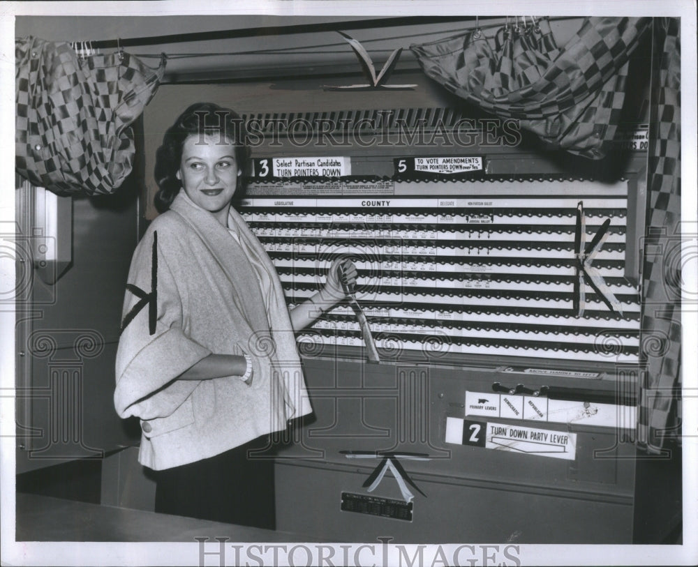 1965 Press Photo Voting Machine for Elections