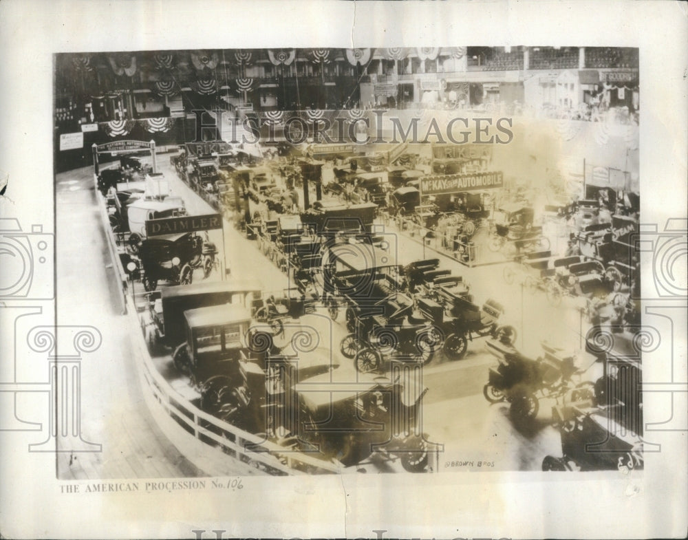 1934 Press Photo First Automobile Show Motor Cars Varie