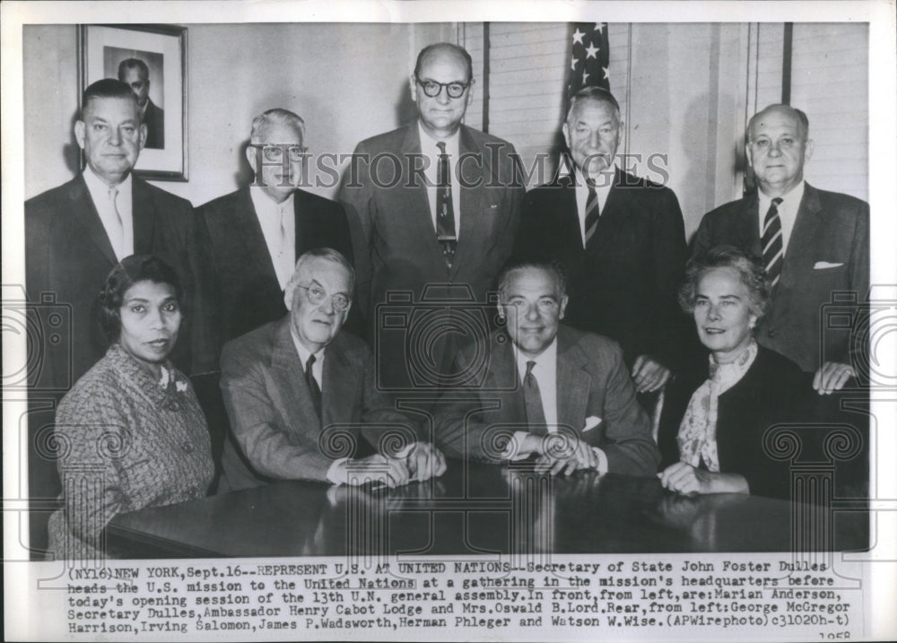 1958 Press Photo U S United Nation State John Foster