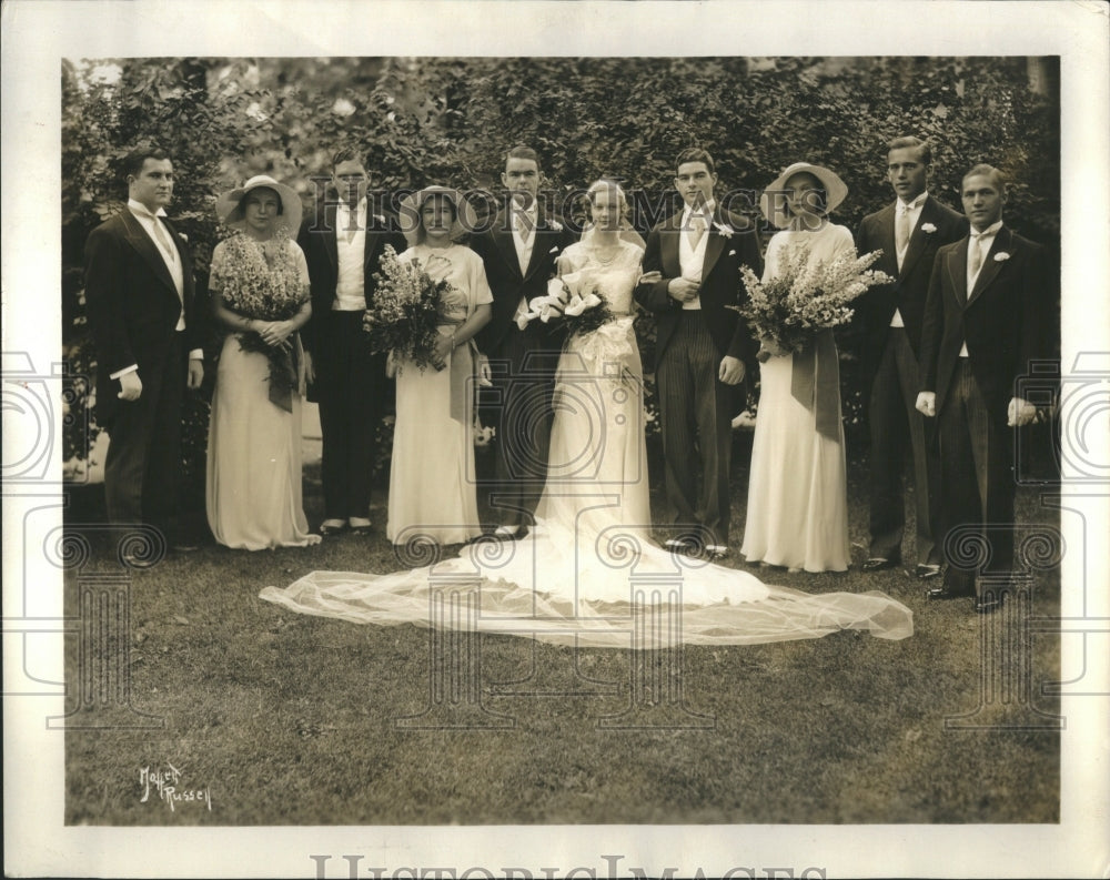 1932 Press Photo Mr Mrs Geo W Whiteside Jr Marriage