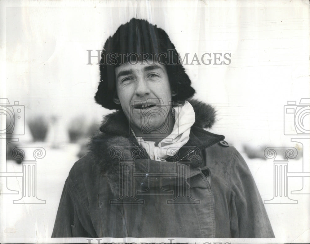 1940 Press Photo Norman Sarns ice boarder