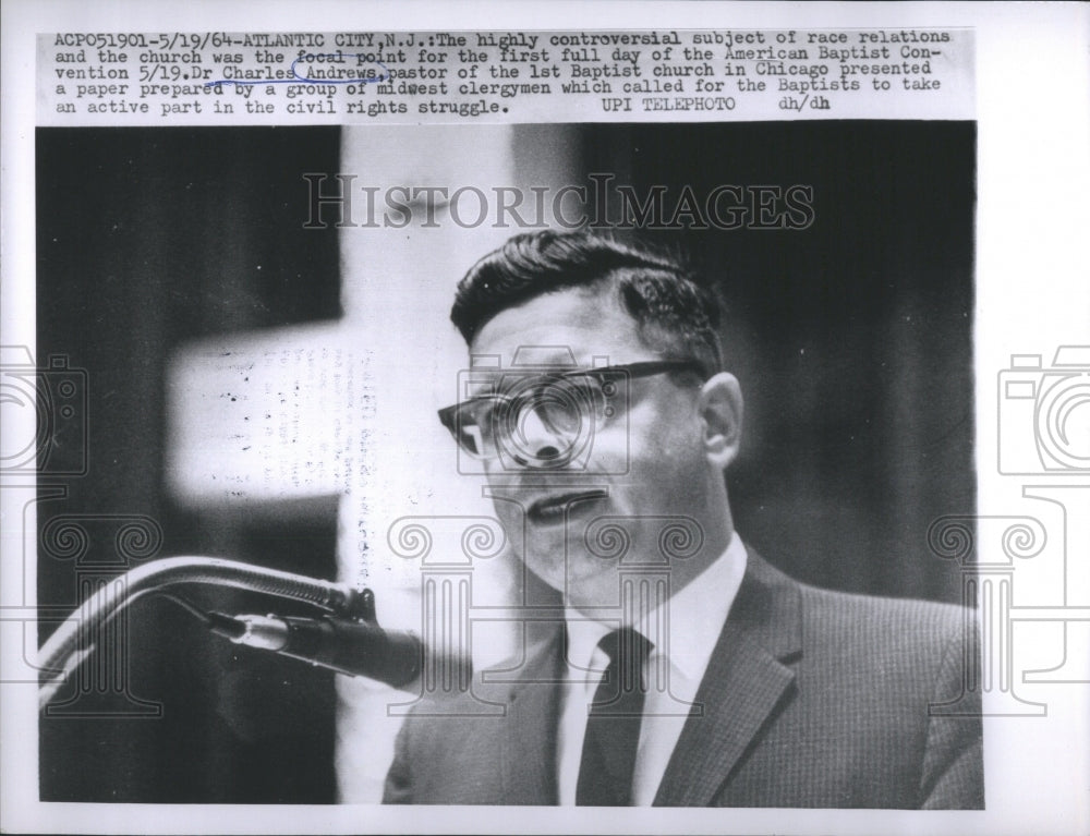 1964 Press Photo Dr Charles Andrew Paster Baptist