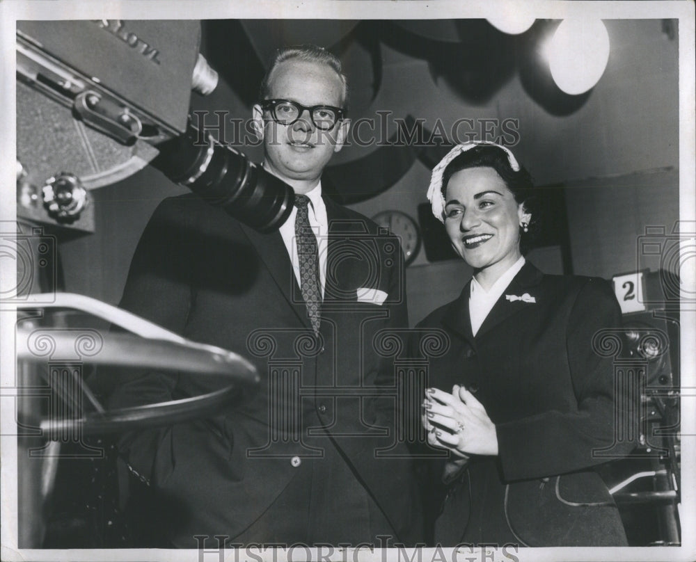 1957 Press Photo Actors Camera Shooting Short