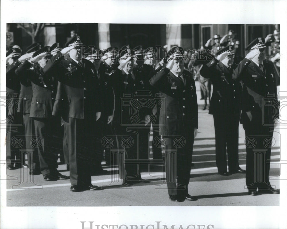 1994 Press Photo St Jude Memorial March Chicago Police