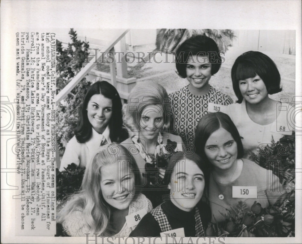 1969 Press Photo Rose Princesses Pasadena Royal Court