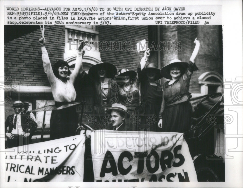 1963 Press Photo Actors Equity Assc Publicity Rally