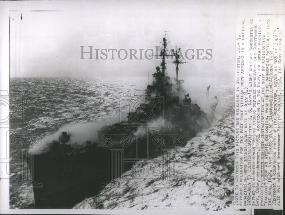 1952 Press Photo US Navy light Cruiser Worcester