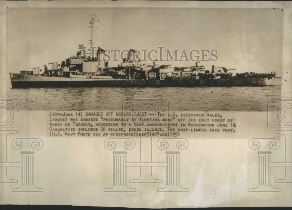 1951 Press Photo Us Korea Presumably Floating Mine