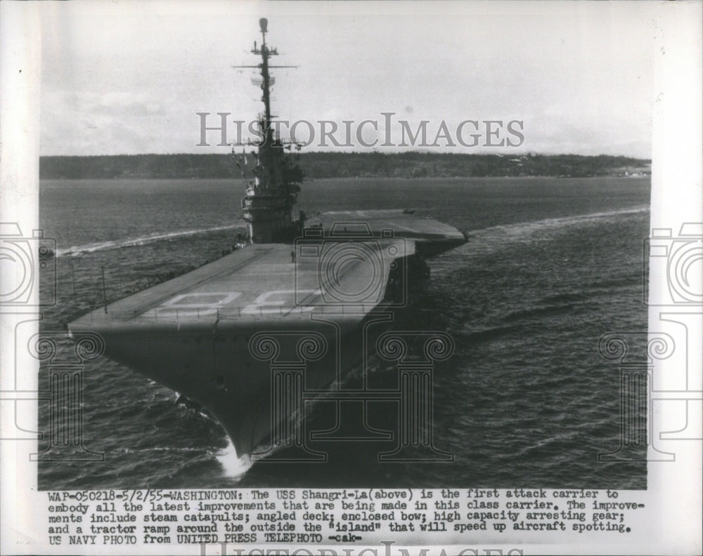 1955 Press Photo Attack Carrier Shangri-La