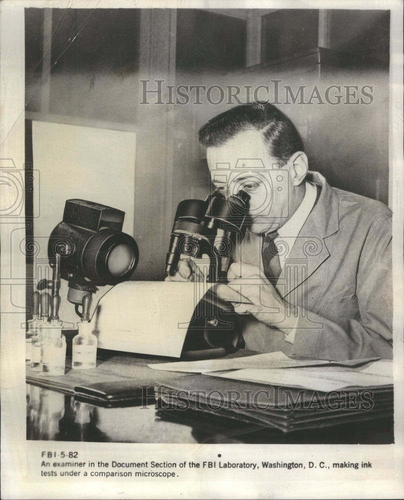 Press Photo Document FBI Laboratory Washington Microscope