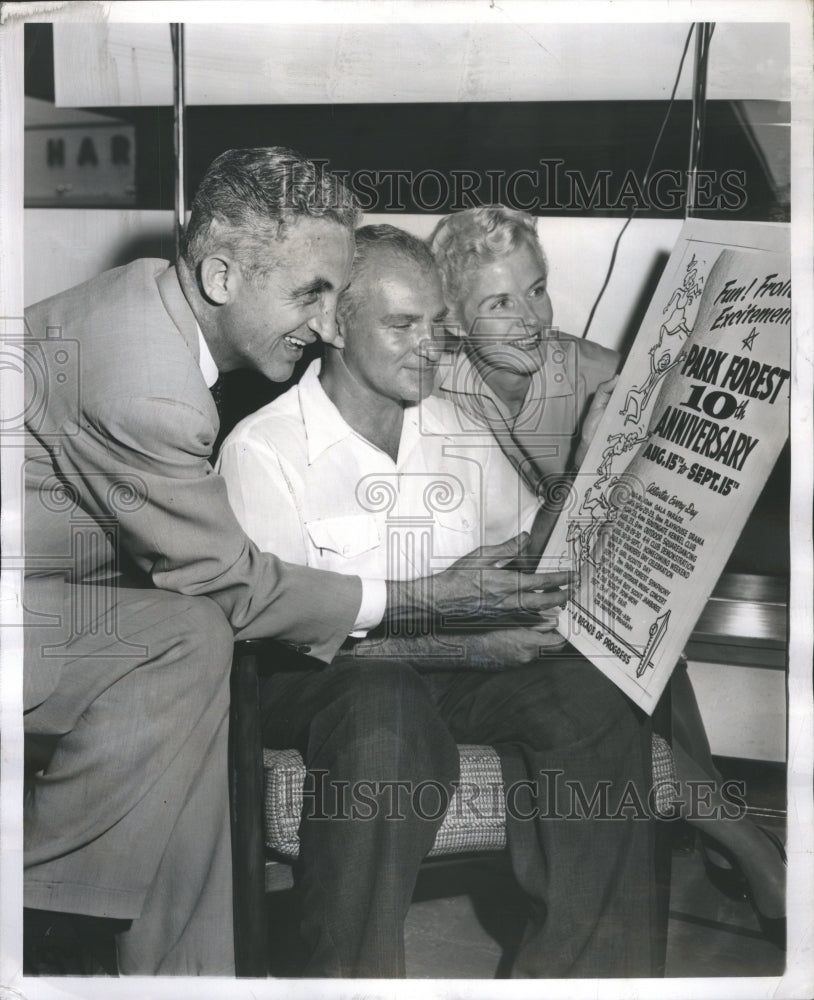 1958 Press Photo Park Forest 10th anniversary trio&#39;s