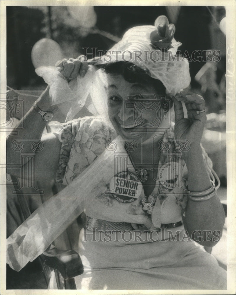 1984 Press Photo Senior in bonnet at Rock-a-thon