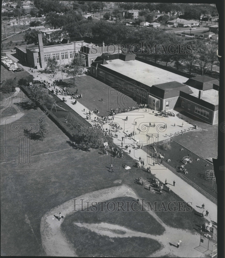 1958 Press Photo Helicopter College Hill Elementary