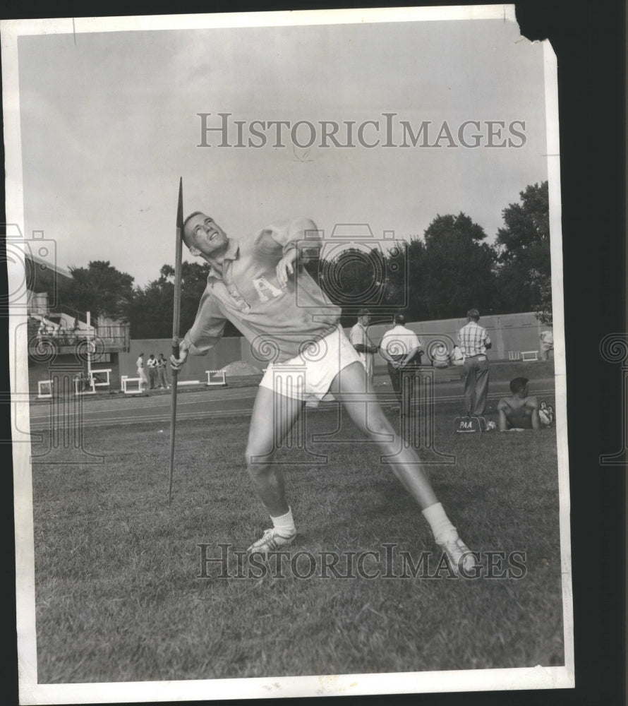 1959 Press Photo Phil Conley Javelin Throw Pan American